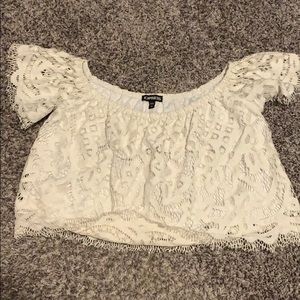 Express white lace crop